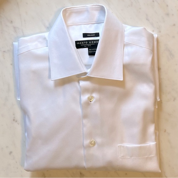 Pronto Uomo Other - BNWT Men’s White Dress Shirt French Cuff Size 15 1/2 32/33